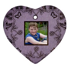 classic purple & black lace heart ornament - Heart Ornament (Two Sides)