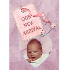 Baby Girl Arrival Card - Greeting Card 5  x 7 