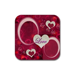 Heart coaster PINK 51 - Rubber Coaster (Square)