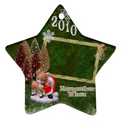Elf santa hugging reindeer Remember when 2023 ornament 8 - Ornament (Star)