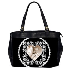 Lacy Heart Black & White oversized office bag - Oversize Office Handbag (2 Sides)