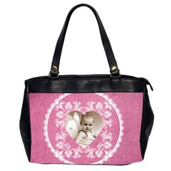 Lacy Heart deep pink oversized office bag - Oversize Office Handbag (2 Sides)