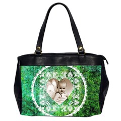 Lacy Heart deep green oversized office bag - Oversize Office Handbag (2 Sides)