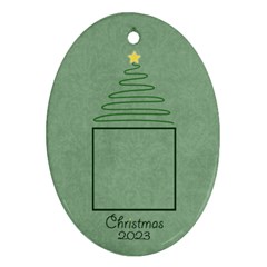 Christmas Oval Ornament Green Damask - Ornament (Oval)