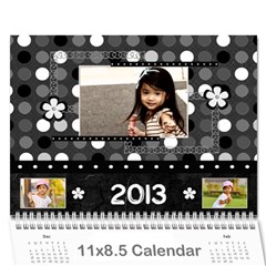 2013 Calendar 12 mos black & white - Wall Calendar 11  x 8.5  (12-Months)