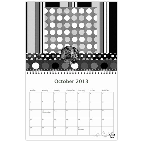 2013 Calendar 12 Mos Black & White By Angel Oct 2013
