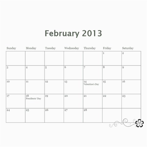 2013 Calendar 12 Mos Black & White By Angel Apr 2013