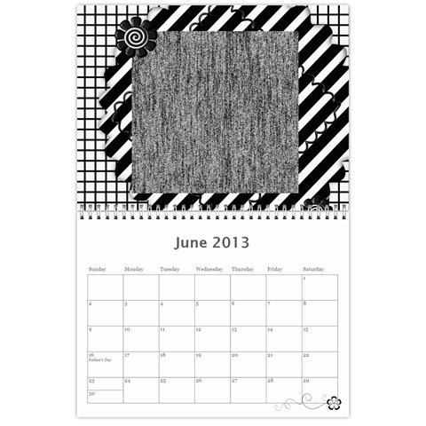 2013 Calendar 12 Mos Black & White By Angel Jun 2013