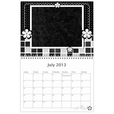 2013 Calendar 12 Mos Black & White By Angel Jul 2013