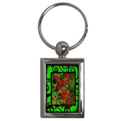 Fantasia classic green poppies frame keyring - Key Chain (Rectangle)