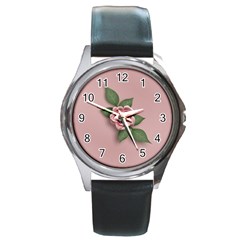 Round Metal Watch - template- flower2