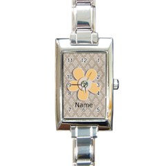 Rectangular Italian Charm Watch - flower3 - Rectangle Italian Charm Watch