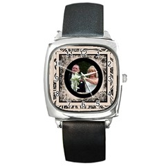 Fantasic classic black strap wedding watch 2 - Square Metal Watch