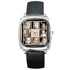 Fantasia grandchildren  multi picture black strap  watch  - Square Metal Watch