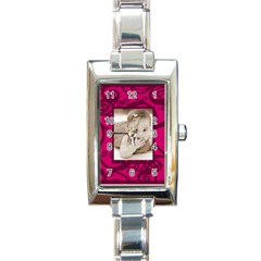 Fantasia pinks rectangle charm watch - Rectangle Italian Charm Watch