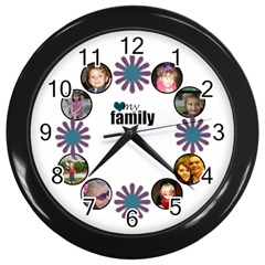 Family Flower clock - Wall Clock (Black)