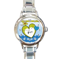 Flowers and hearts - Watch - Round Italian Charm Watch