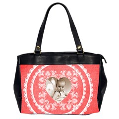 Lacy Heart red valentines oversized office bag 2 - Oversize Office Handbag (2 Sides)
