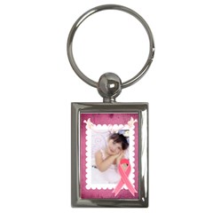 Breast Cancer awareness pink ribbon keyring - Key Chain (Rectangle)