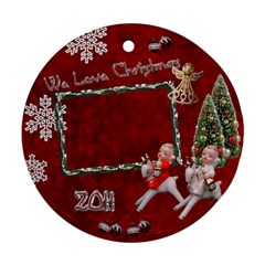 Children riding reindeer 2023 ornament round - Ornament (Round)