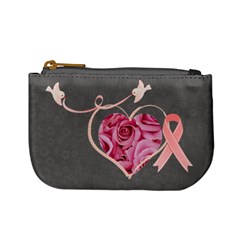Breast Cancer awareness pink ribbon heart mini coin purse