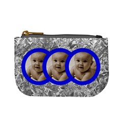 triplets blue frame grey floral mini coin purse