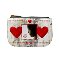 love hearts weathered floral wood mini coin purse mini coin purse