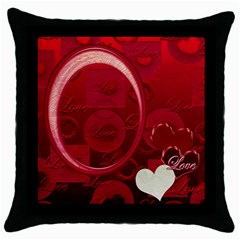I Heart You 22 Red Throw Pillow Case 18 inch - Throw Pillow Case (Black)
