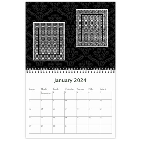 2024 Black & White 12 Month Calendar By Klh Jan 2024