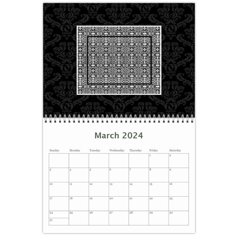 2024 Black & White 12 Month Calendar By Klh Mar 2024