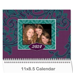 Purple & Turquoise 12 Month Calendar - Wall Calendar 11  x 8.5  (12-Months)
