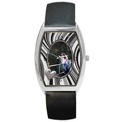 Black & White Swirl Barrel Style Metal Watch