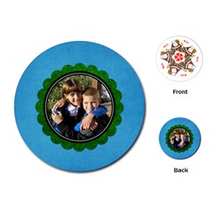 Blue Flower Card - Playing Cards Single Design (Round)