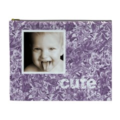 cute smile purple floral cosmetic bag - Cosmetic Bag (XL)