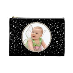 Black and Silver Glitter Cosmetics Purse (L) - Cosmetic Bag (Large)