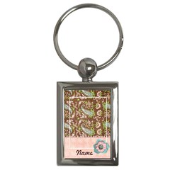Pink & Brown Paisley keychain - Key Chain (Rectangle)