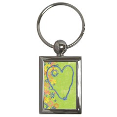 Heart & flowers, key chain - Key Chain (Rectangle)