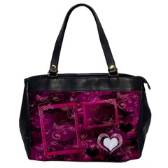 Hot Pink Butterfly Heart Custom Oversize Office Handbag 