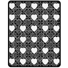 Black & White Hearts Medium Fleece Blanket - Fleece Blanket (Medium)