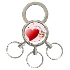 Red heart with love - 3-Ring Key Chain