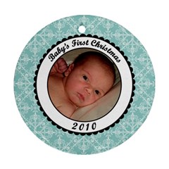 Baby s First Christmas 2010 Blue Ornament - Ornament (Round)