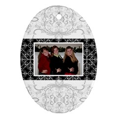 Fancy White & Black Oval Ornament - Ornament (Oval)