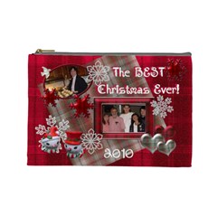 BEST Christmas Ever red plaid snow extra large cosmetic bag - Cosmetic Bag (Large)