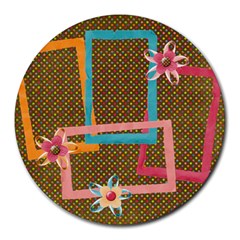 Polka Dots/flowers mousepad - Collage Round Mousepad