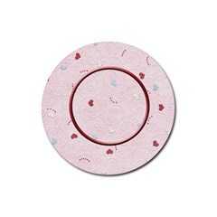 Pink hearts - Rubber Round Coaster (4 pack)