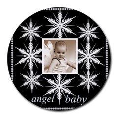 angel baby snowflake mousemat - Round Mousepad