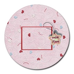 With love - pink - Round Mousepad