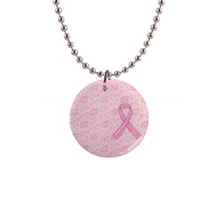 Breast Cancer Awareness-button necklace - 1  Button Necklace