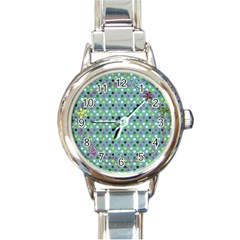 Polka Dots & glitter, Italian Charm watch - Round Italian Charm Watch