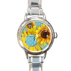 Sunflower & sunshine-Italian Charm Watch - Round Italian Charm Watch